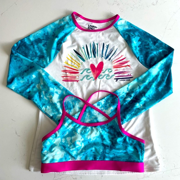 Lands End Rashguard and Swim top, Kids’s Size 12S - Picture 1 of 15